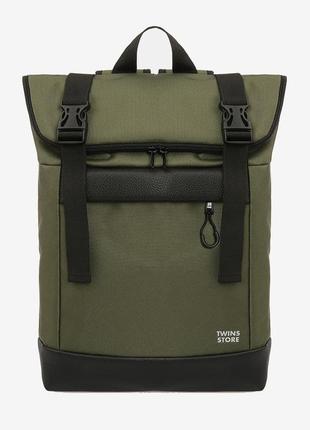 Green Rolltop medium backpack1 photo