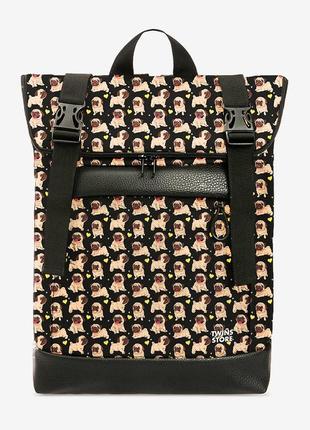 Rolltop medium backpack with pugs1 photo