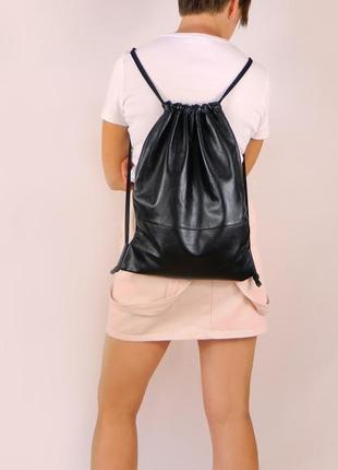 Leather Backpack "Toke black"3 photo