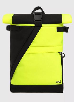 Yellow Rolltop Cordura backpack