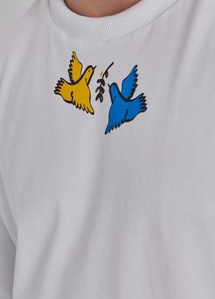 T-shirt Man white Birds Spirit of Freedom with Ukrainian Symbolic6 photo