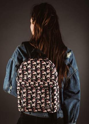 Black mini backpack with pugs3 photo