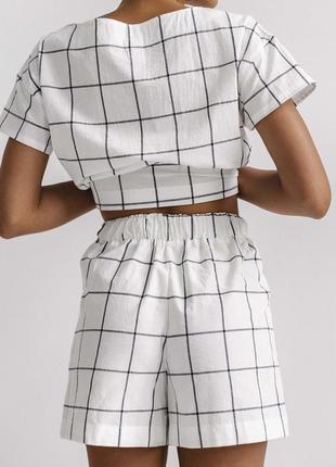 WOMEN'S PAJAMA WITH SHORTS GRIDDED WHITE5 photo