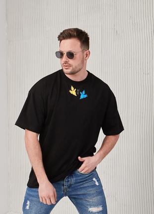 T-shirt black Men Birds "Spirit of Freedom" with Ukrainian Symbolic3 photo