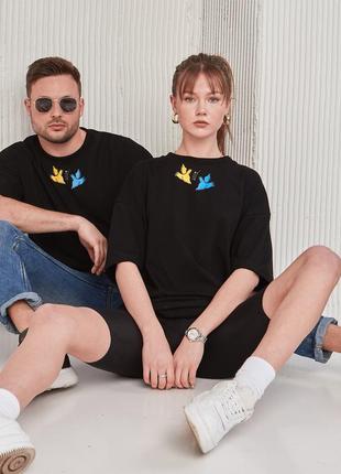 T-shirt black Men Birds "Spirit of Freedom" with Ukrainian Symbolic4 photo