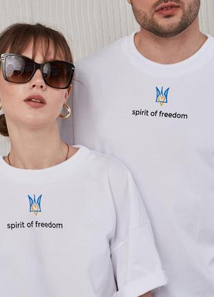 T-shirt white Woman Coat of Arms Spirit of Freedom with Ukrainian Symbolic