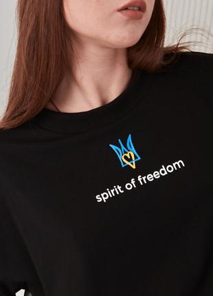 T-shirt black women Coat of Arms Spirit of Freedom with Ukrainian Symbolic