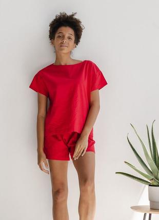 WOMEN'S PAJAMA WITH SHORTS RED