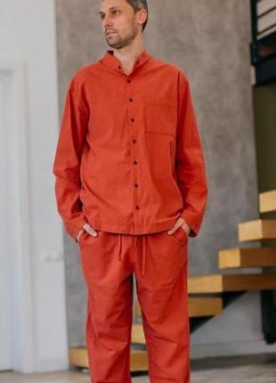 Men`s pajamaset - brick red