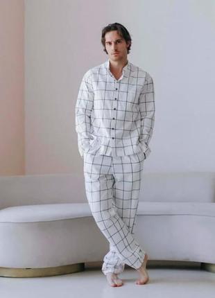 MEN'S PAJAMA SET – GRIDDED WHITE