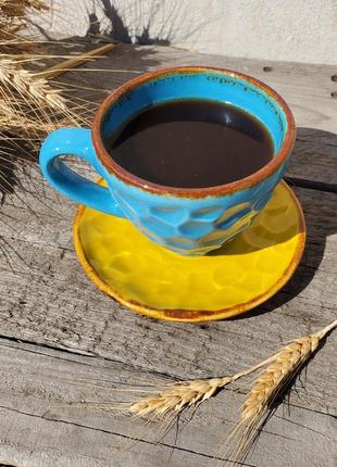 Tea set yellow-blue4 photo