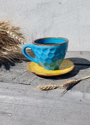 Tea set blue-yellow5 photo