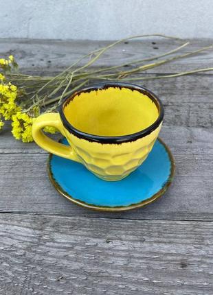 Tea set yellow-blue2 photo