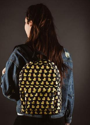 Black mini backpack with ducks5 photo