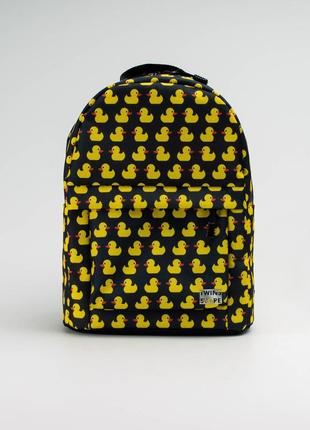 Black mini backpack with ducks