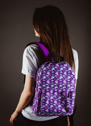 Purple mini backpack with unicorns5 photo