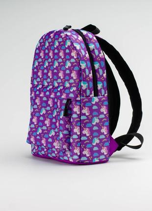 Purple mini backpack with unicorns2 photo