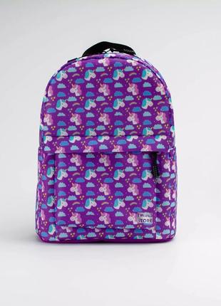 Purple mini backpack with unicorns