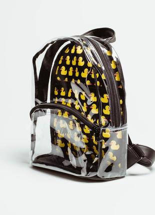 Black transparent backpack with ducks3 photo