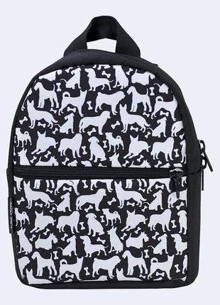 Children's black backpack with dogs