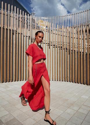 Linen suit (top and skirt)