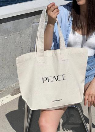 PEACE white tote bag shopper VDOKH1 photo