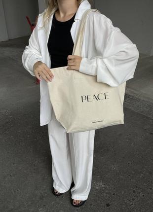PEACE white tote bag shopper VDOKH2 photo