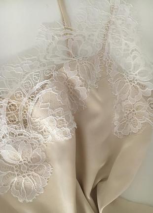 Ivory silk pajama set with lace6 photo