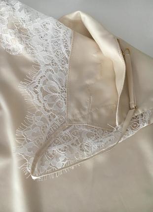 White silk pajama set with lace6 photo
