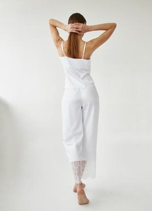 White silk pajama set with lace3 photo
