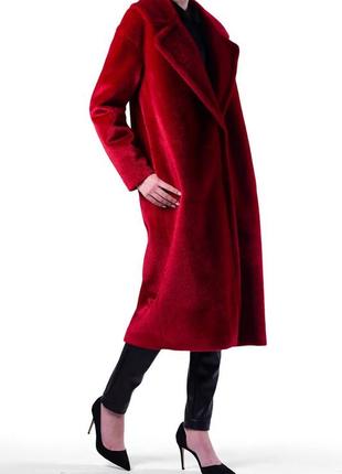 Red eco-fur coat 500222 aLOT