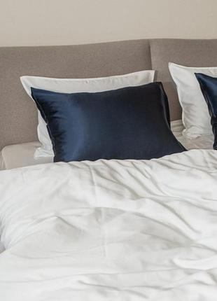 Elegant silk - pillowcases for healthy sleep "Deep blue"5 photo