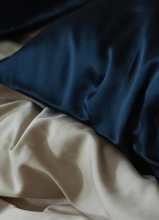 Elegant silk - pillowcases for healthy sleep "Deep blue"6 photo