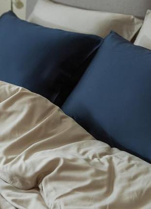 Elegant silk - pillowcases for healthy sleep "Deep blue"7 photo