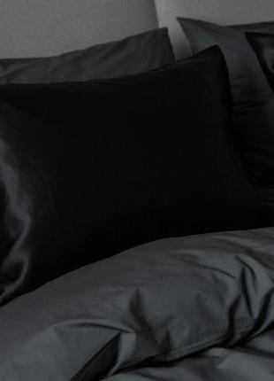 Elegant silk - pillowcases for healthy sleep "Black"2 photo