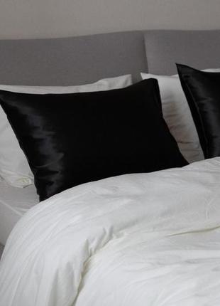 Elegant silk - pillowcases for healthy sleep "Black"6 photo