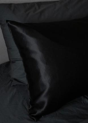 Elegant silk - pillowcases for healthy sleep "Black"5 photo