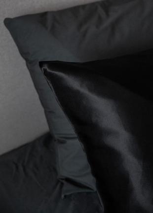 Elegant silk - pillowcases for healthy sleep "Black"7 photo
