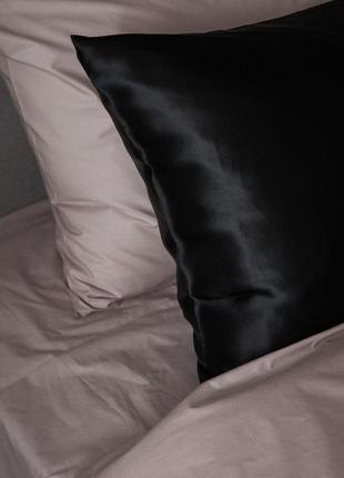 Elegant silk - pillowcases for healthy sleep "Black"8 photo