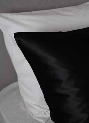 Elegant silk - pillowcases for healthy sleep "Black"10 photo