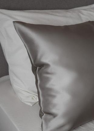 Elegant silk - pillowcases for healthy sleep "Grey"2 photo