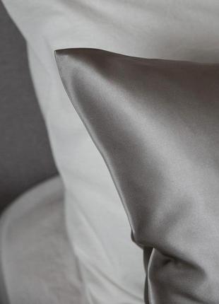 Elegant silk - pillowcases for healthy sleep "Grey"9 photo