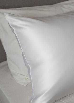 Elegant silk - pillowcases for healthy sleep "White"3 photo