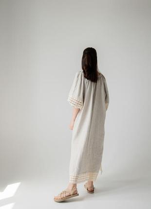 Oversize linen dress with cotton lace. ethno collection3 photo