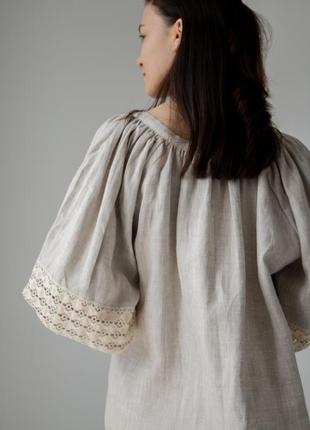 Oversize linen dress with cotton lace. ethno collection4 photo