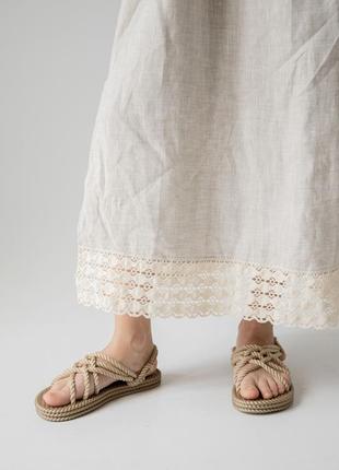 Oversize linen dress with cotton lace. ethno collection6 photo