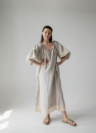 Oversize linen dress with cotton lace. ethno collection8 photo