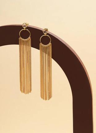 EARRINGS WATERFALL GOLD PLATED STERLING SILVER 9256 photo