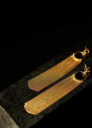 EARRINGS WATERFALL GOLD PLATED STERLING SILVER 9254 photo