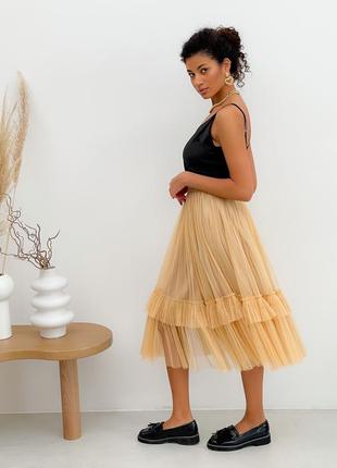 Nude color Tulle skirt with ruffles AIRSKIRT2 photo